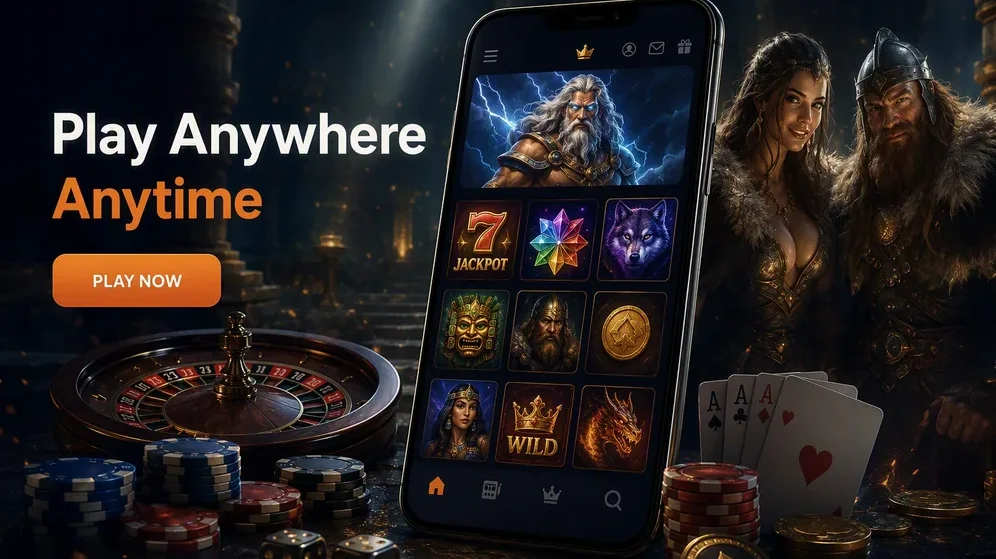 Smartphone showing casino lobby in browser